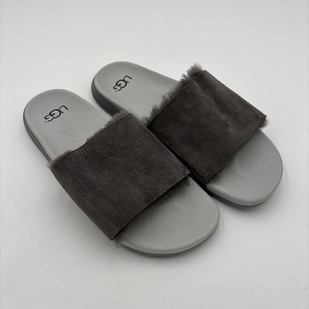 UGG Xavier TF Twinface Sheepskin Slide Slipper Mens 9 Womens 10.5 Charcoal Gray